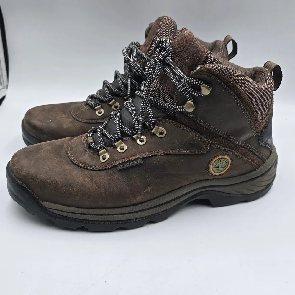 Timberland White Ledge Waterproof Hiking Boots Mens 10M Brown Leather 12135 7896